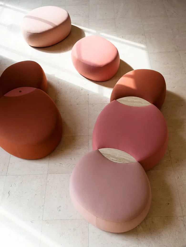 Matera Three Elements Ottoman with Marble Table