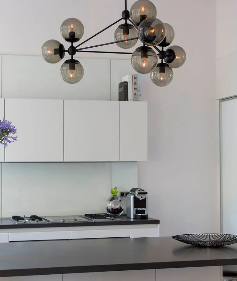 Modo Chandelier - 3 Sided, 10 Globes